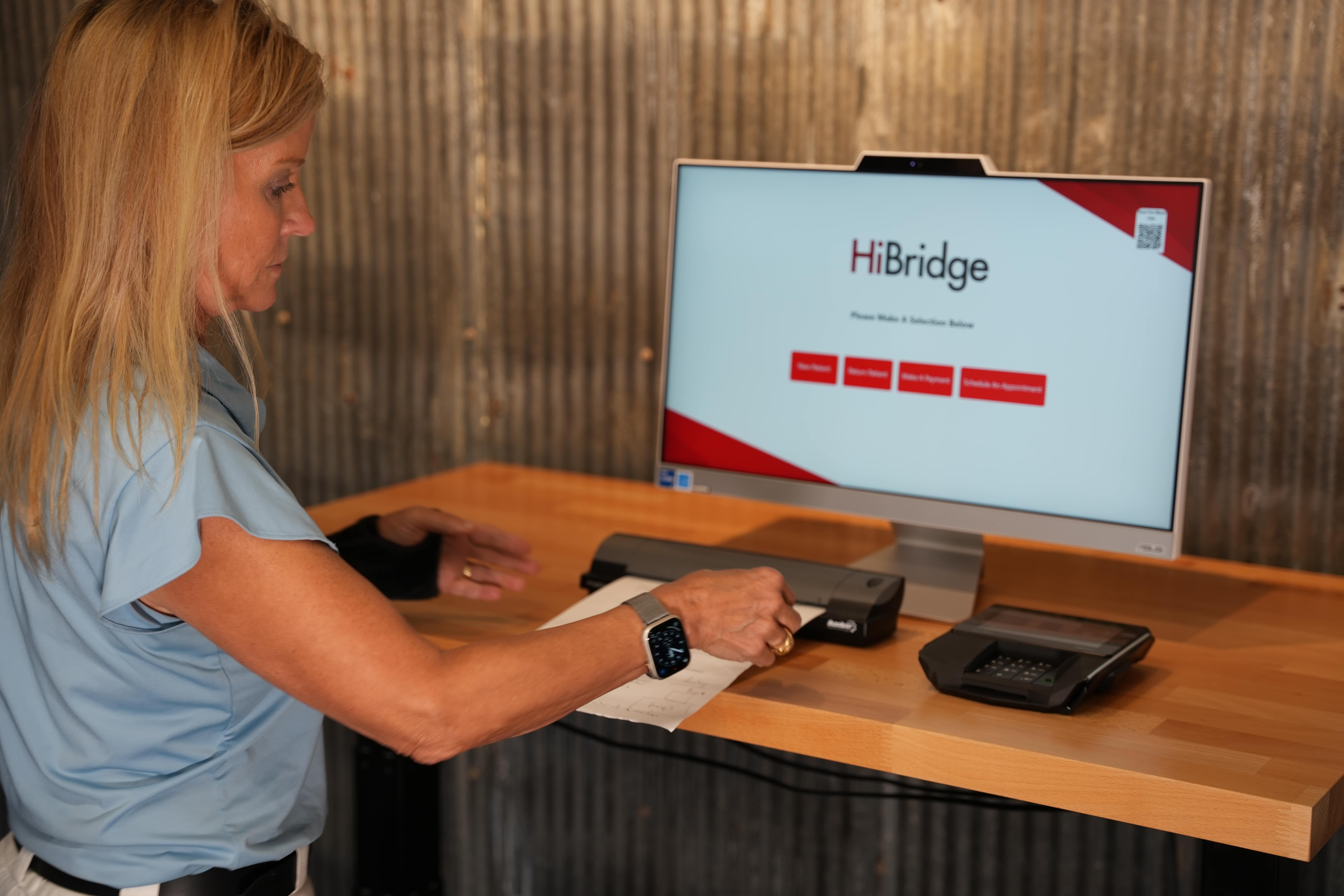 Checking in at the HiBridge kiosk
