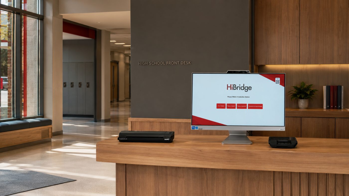 A school front office reception area