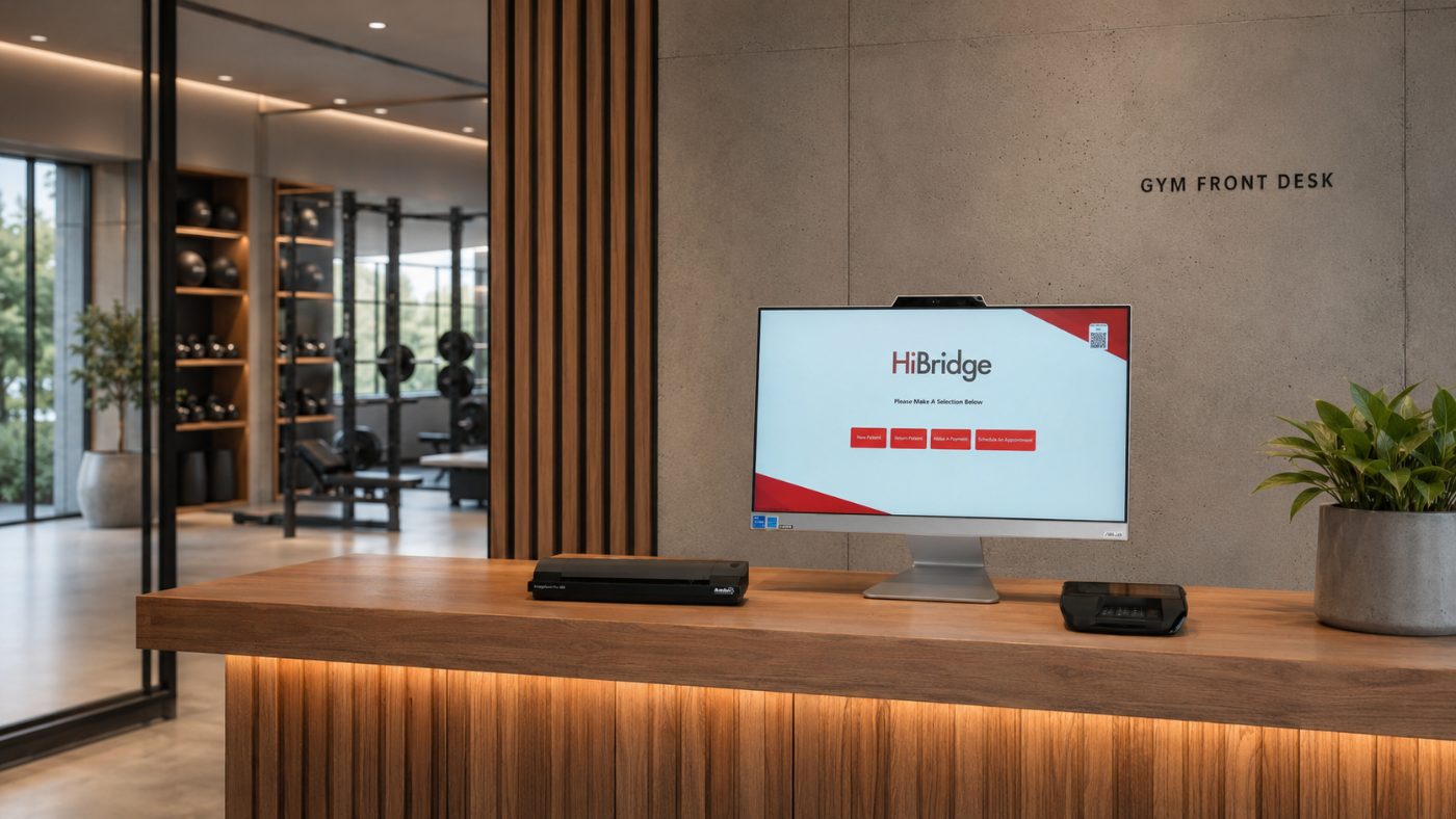 A fitness club front desk