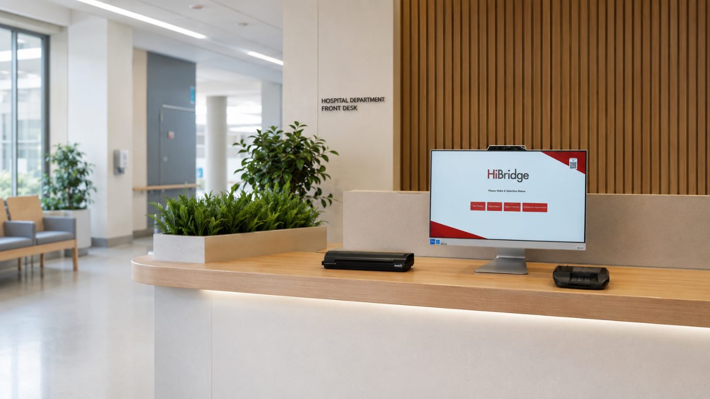 A healthcare practice reception desk